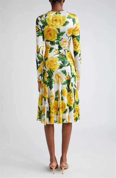 dolce gabbana rose print long dress